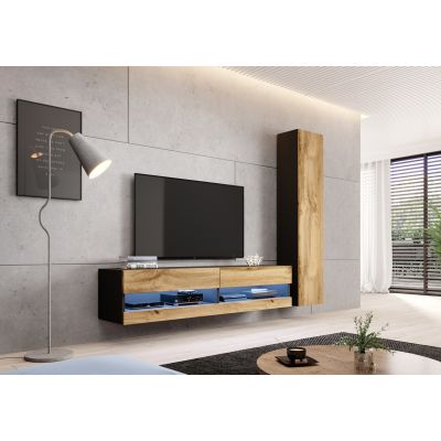4. VIGO full display cabinet '180' 180/40/30 black/wotan oak