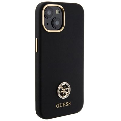 4. Guess Silicone Logo Strass 4G Case for iPhone 15 - Black