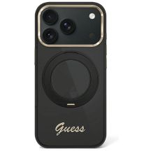 Guess IML Ring Stand 360 Script Metal Logo MagSafe Case for iPhone 17 Pro / 18 Pro - Black