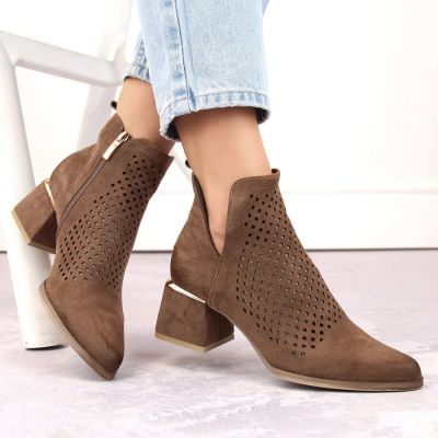 Suede high-heeled ankle boots Potocki W WOL213B brown