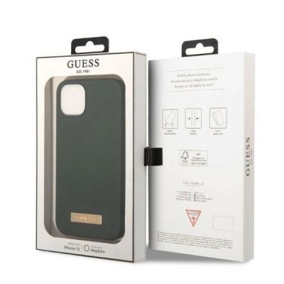 8. Guess GUHMP13MSBPLA iPhone 13 6.1" green/khaki hard case Silicone Logo Plate MagSafe