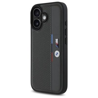2. BMW M Perforated Tricolor Detail Line iPhone 16 Case - Dark Gray