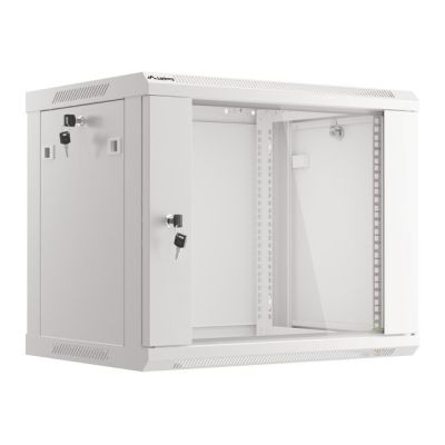 13. Lanberg WF01-6409-10S single-section cabinet (9U; 500mm / 600mm / 450mm; wall-mounted; Glass; 19''; gray)