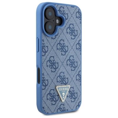 9. Guess Leather Metal Logo Strass Crossbody Case for iPhone 16 - Blue