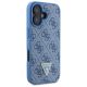 9. Guess Leather Metal Logo Strass Crossbody Case for iPhone 16 - Blue