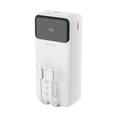 Dudao K15Max 30000mAh PD 22.5W Powerbank with USB-C and Lightning Cables - White