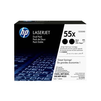 HP 55X 2-Pack Original LaserJet XL Black Toner Cartridges