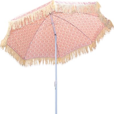 9. BEACH AND GARDEN UMBRELLA WITH FRINGE 174 CM RED