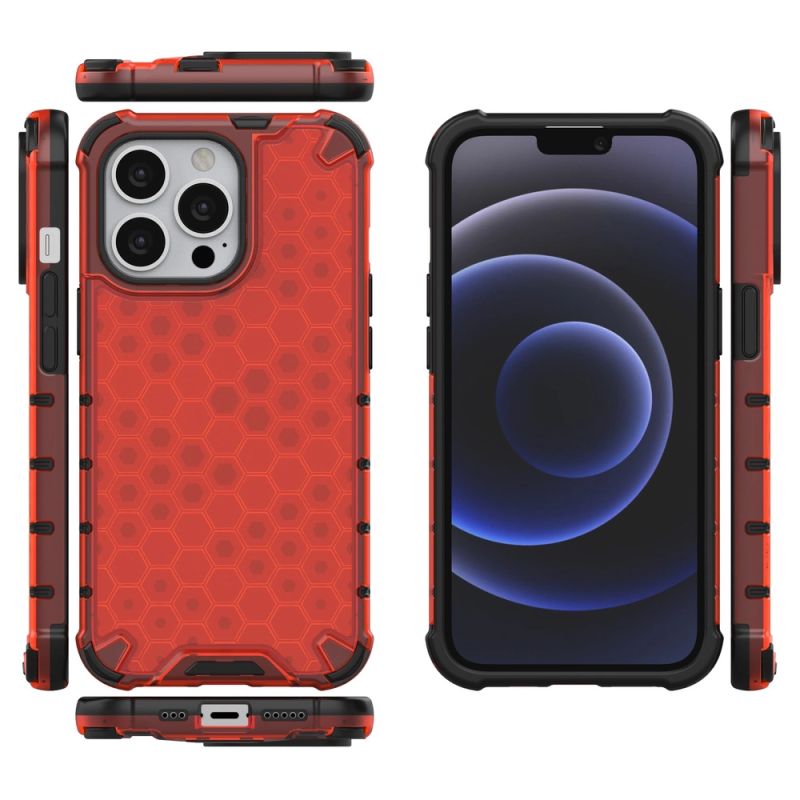 2. Honeycomb Case armor cover with TPU Bumper for iPhone 13 Pro red