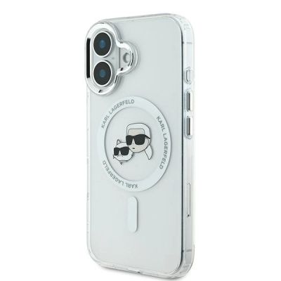 2. Karl Lagerfeld IML Metal Karl&Choupette Head MagSafe Case for iPhone 16 Plus - White
