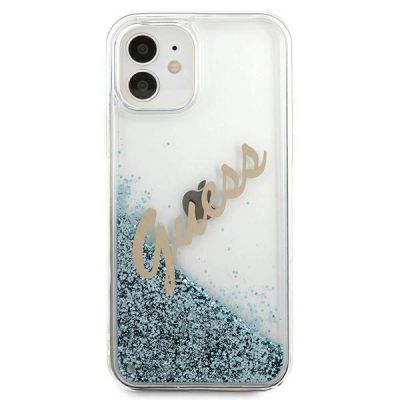 3. Guess GUHCP12SGLVSBL iPhone 12 mini 5.4" blue/blue hardcase Glitter Vintage Script
