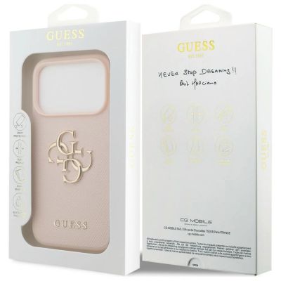 8. Guess Grained Big 4G & Classic Logo iPhone 17 Pro Case - Pink