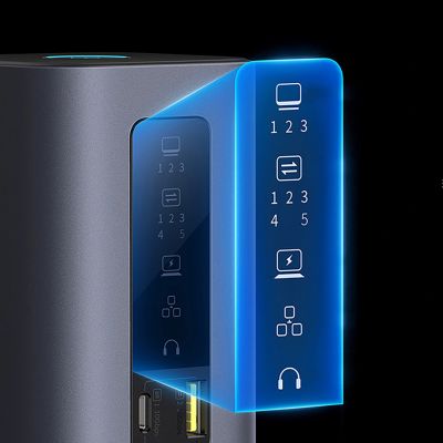 12. Baseus Spacemate hub USB-C 11in1 docking station 3xHDMI 4K 60Hz + 2xUSB-A (10Gb/s) + 1xUSB-C (10Gb/s) + RJ45 + 2xUSB-A (480Mb/s) + 1xUSB-C (PD) + 1xMinijack 3.5mm - gray