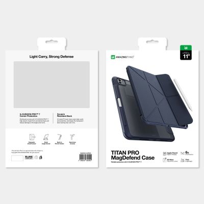 7. AmazingThing Titan Pro Case for iPad Pro 11" M5 with 720° Rotation Stand and Stylus Holder - Navy Blue