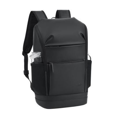 8. Rivacase Eden City Backpack Black Polyester, Waxed Leather (Pull Up)