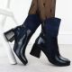 10. Women's Blue Patent Block-Heel Ankle Boots M.Daszyński SA269-1