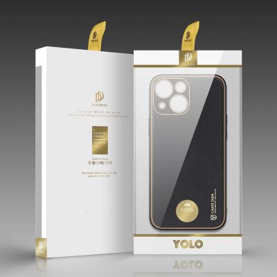 5. Dux Ducis Yolo iPhone 14 Plus case elegant faux leather cover black