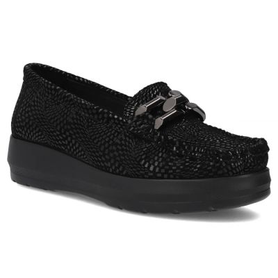 Women's leather platform loafers, black, Filippo DP7652