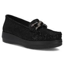 Women's leather platform loafers, black, Filippo DP7652