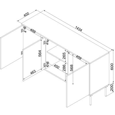 7. INSERTO 3D chest of drawers 143.5x40x80 black + LED