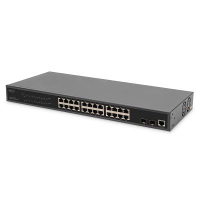 24 Port L2 Managed Gigabit Ethernet Switch with PoE Injector, 2 SFP Upload