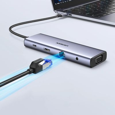 4. Ugreen USB-C 10in1 hub USB-C HDMI Ethernet USB-A 5GB/s SD/TF minijack - gray