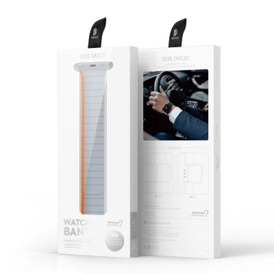 12. Magnetic Apple Watch SE, 9, 8, 7, 6, 5, 4, 3, 2, 1 (41, 40, 38 mm) Dux Ducis Strap (LD Version) - gray-orange
