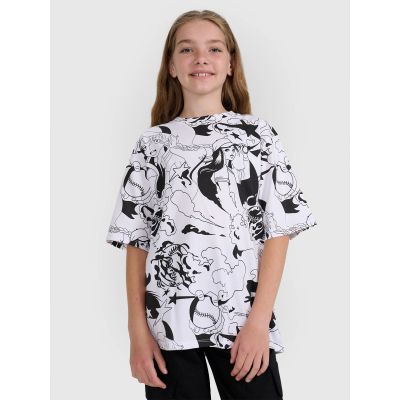9. Oversized T-shirt with print for girls 4F 4FJRAW25TTSHF3069-90A
