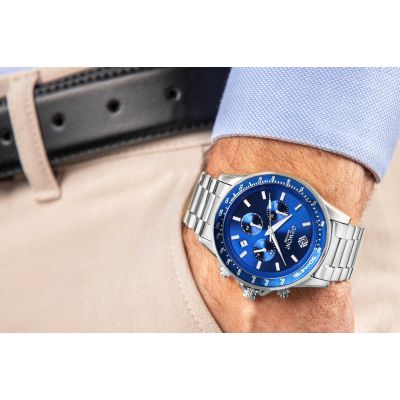 3. Men's Watch Giewont Chronograph Sapphire Silver Blue GW3520-B3
