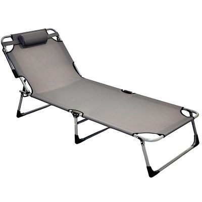 24. FOLDING CAMPING BED, 3-POSITION, 188 X 73 X 28 CM, DARK GREY