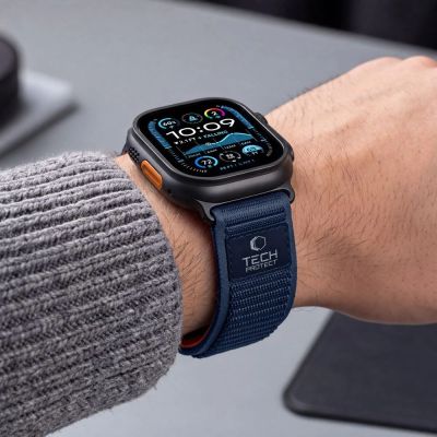 7. Tech-Protect Nylon Elite Band for Apple Watch 44 / 45 / 46 / 49 mm – Navy-Orange