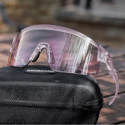 4. Rockbros Cycling Glasses Photochromic, with UV Protection and Corrective Insert, Clear - Purple