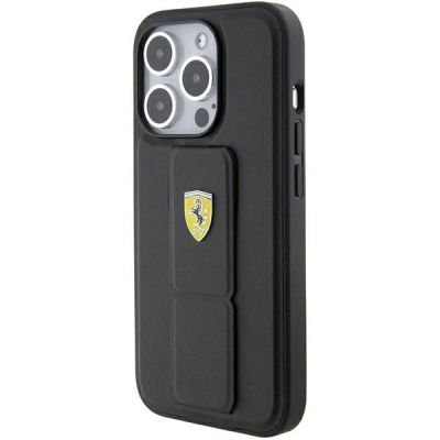 3. Ferrari Grip Stand Metal Logo case for iPhone 15 Pro - black