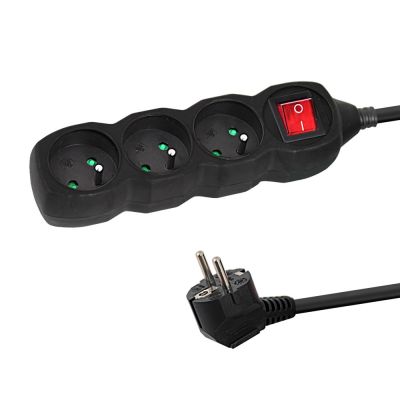 6. ESPERANZA 3-OUTLET POWER STRIP WITH 3M SWITCH, BLACK ELK211K