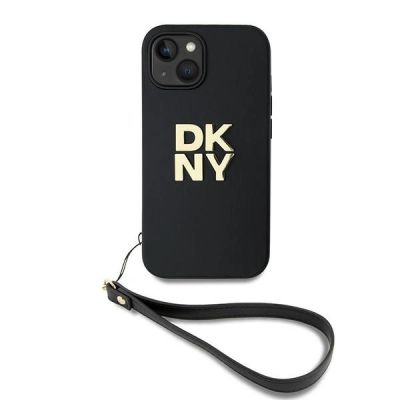 2. DKNY Wrist Strap Stock Logo case for iPhone 15 / 14 / 13 - black