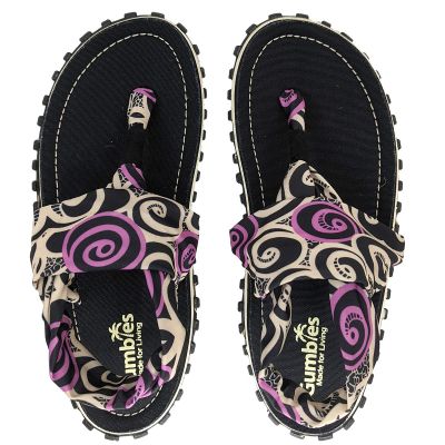 5. Gumbies - women's Slingback flip-flops - BLACK SWIRLS