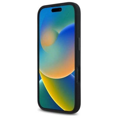 5. BMW Silicone Hexagon Blue Line MagSafe iPhone 16 Case - Black