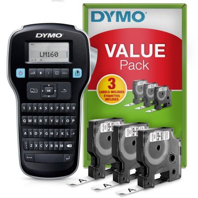 2. Dymo LM 160 Value Pack Label Printer +3xS0720530 D1 Tape Black/White 12mm