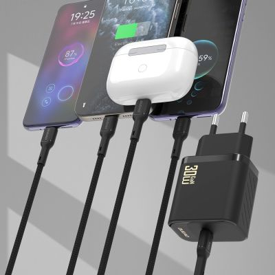 6. Dudao A27PCEU PD 30W GaN USB-C Wall Charger with USB-C Cable - White