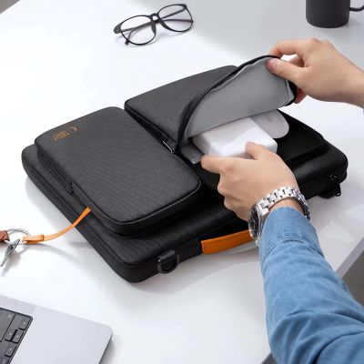 8. Tech-Protect Defender Bag for 15-16 Laptop - Black and Orange