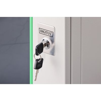 32. DYNAmic 19" 9U 600x600 wall-mounted network cabinet, glass door, gray, undivided, assembled, 60kg