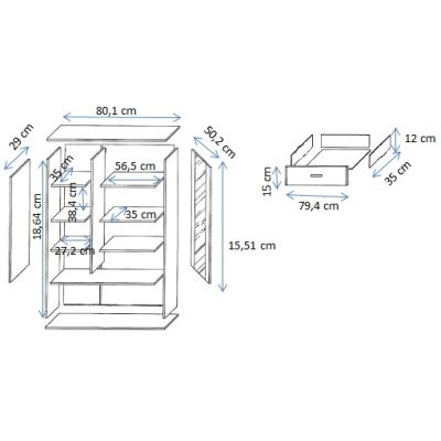 8. Display cabinet S6 SOHO 80x41x192 cashmere+black