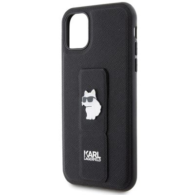 6. Karl Lagerfeld Gripstand Saffiano Choupette Pins Case for iPhone 11 / Xr - Black