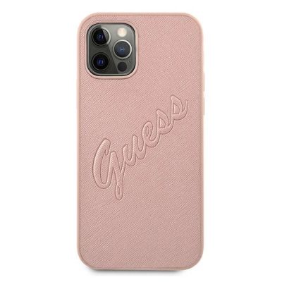 3. Guess GUHCP12MRSAVSRG iPhone 12/12 Pro 6.1" pink/pink hardcase Saffiano Vintage Script