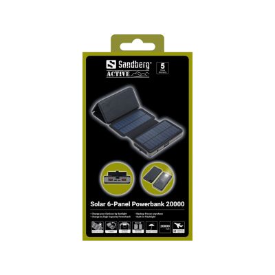 6. Sandberg 420-73 Power Bank Lithium Polymer (LiPo) 20000 mAh Black