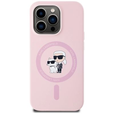 3. Karl Lagerfeld Silicone Karl&Choupette MagSafe Case for iPhone 14 Pro Max - Pink
