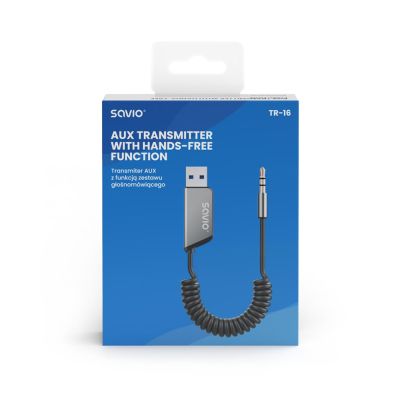 7. SAVIO TRANSMITER AUX, USB, BLUETOOTH 5.3, HANDS-FREE FUNCTION, TR-16