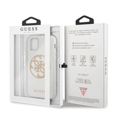 7. Guess GUHCN65TPUWHGLG iPhone 11 Pro Max white/white hard case Glitter 4G Circle Logo