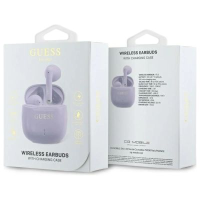 4. Guess Bluetooth headphones GUTWSJ14ESGU TWS + docking station purple/purple Printed Classic Logo