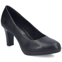 Rieker 41560-01 black leather pumps with a block heel